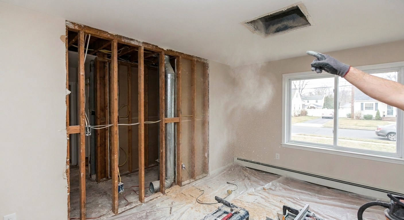 Dust buildup in air ducts after home renovation project
